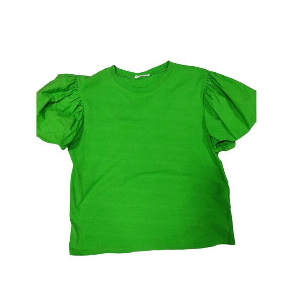 Zara Womens M Cotton Blend Baloon Sleeve Festival Boho Top - Picture 3 of 16